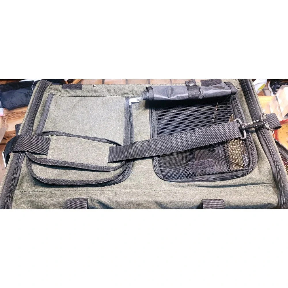 NEW Single/Double Olive Green Soft Side Pet Carrier Mesh Travel Bag with Pockets